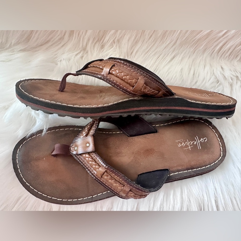 Clark’s Women Leather Sandals EUC!!  Size 10 M Brown w/braided straps!! Comfort!